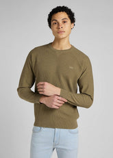 LEE RAGLAN CREW KNIT MĘSKI SWETER BRINDLE GREEN L83PKHUA 112145614